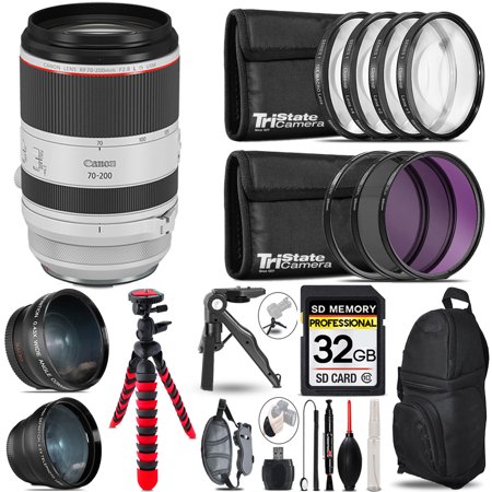 Canon RF 70-200mm f/2.8 L IS USM Lens- 3 Lens Kit + Tripod + Backpack - 32GB Accessory Bundle (International Version)