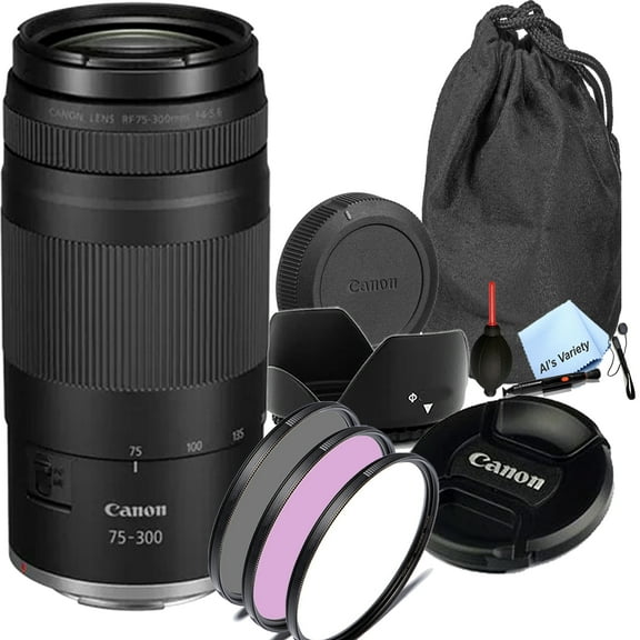 Canon RF 75-300mm f/4-5.6 Lens (Canon RF)- Case, Filters, Tulip Hood-Essential Bundle