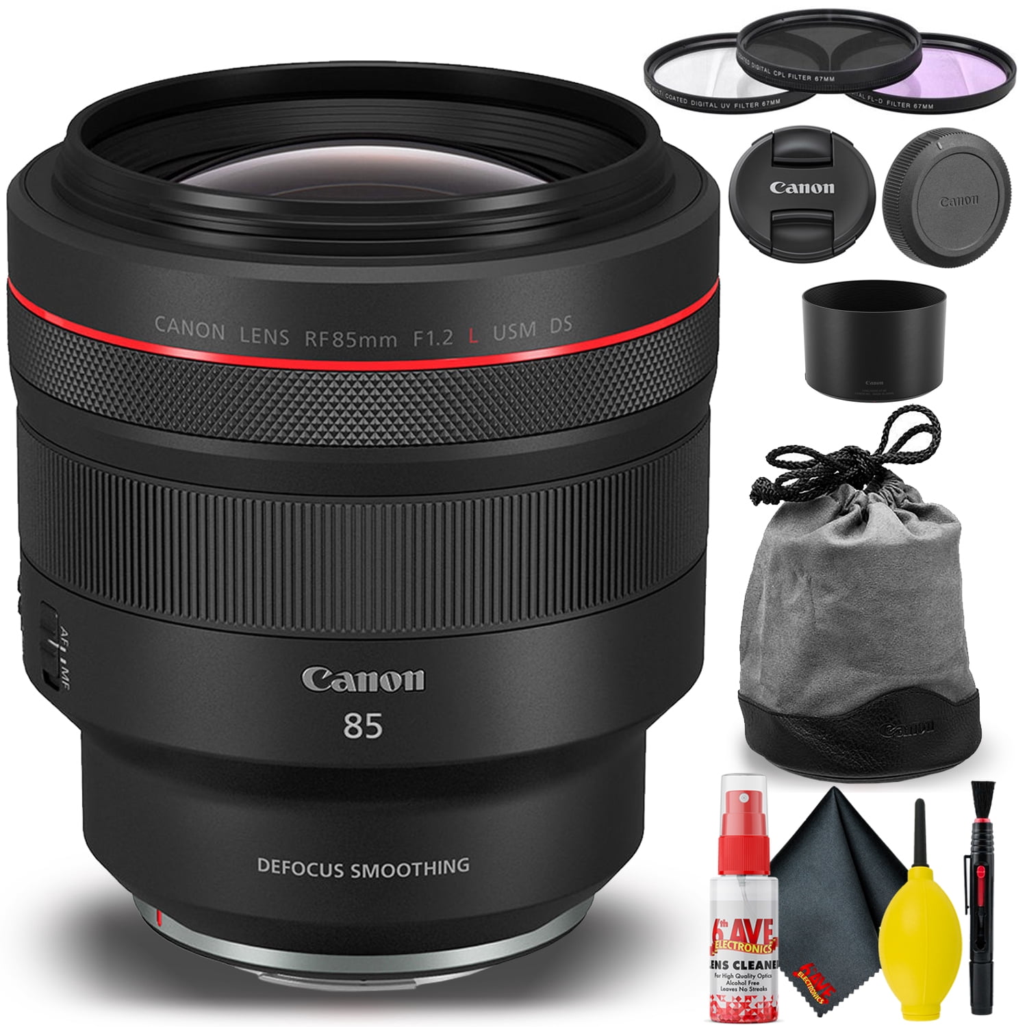 Canon RF 85mm F/1.2L USM DS Lens Bundle with Cleaning Kit and Filter Set (International Version)