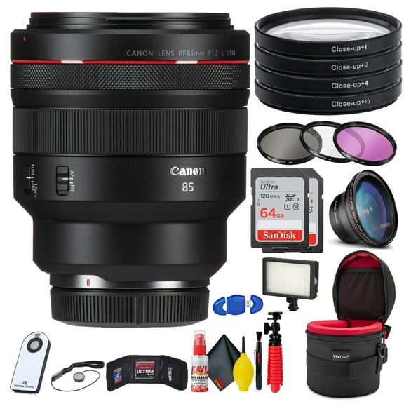 Canon RF 85mm F/1.2L USM Lens Bundle with 2 64GB SD Cards (International Version)