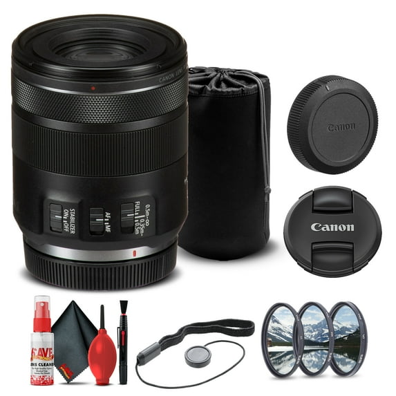 Canon RF 85mm F/2 Macro IS STM Lens (4234C002) + Filter Kit + Lens Pouch + More (International Version)