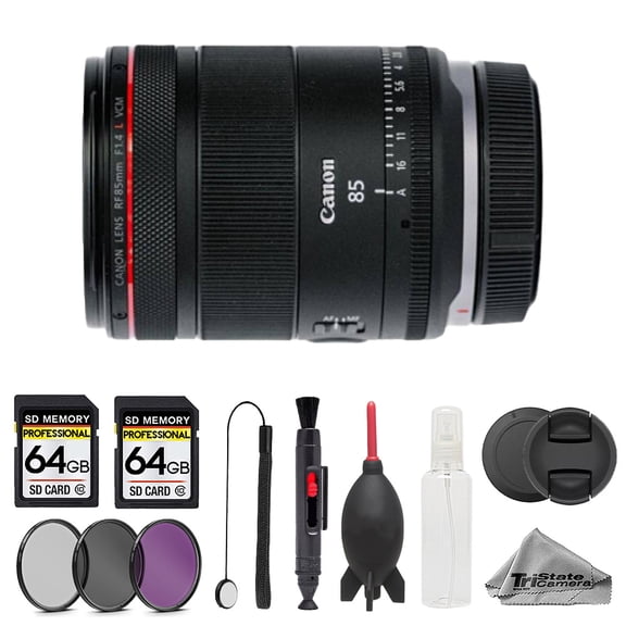 Canon RF 85mm f/1.4 L VCM Lens - 10pc 128GB Memory Bundle (International Version)