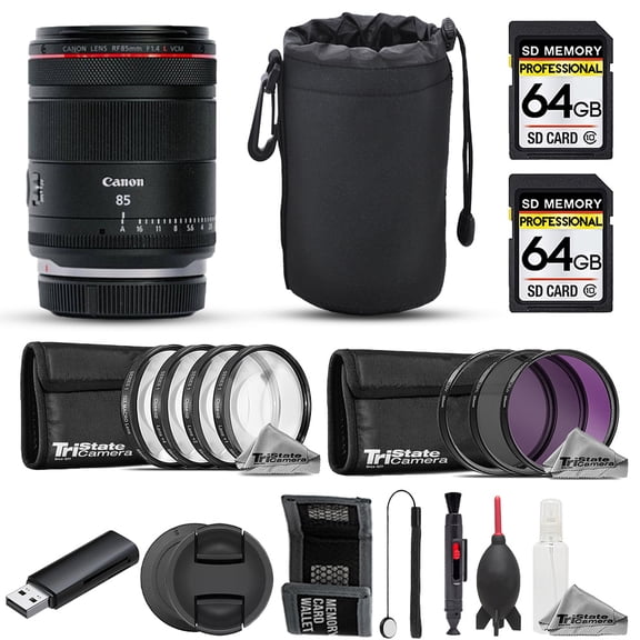 Canon RF 85mm f/1.4 L VCM Lens - 15pc 64GB Advanced Bundle (International Version)