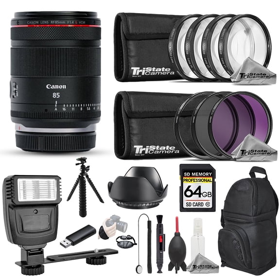 Canon RF 85mm f/1.4 L VCM Lens - 19pc 64GB Pro Bundle (International Version)