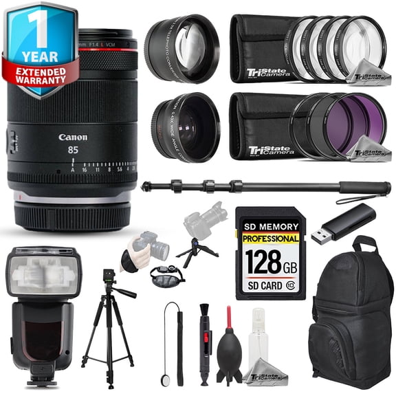 Canon RF 85mm f/1.4 L VCM Lens - 22pc 128GB Ultimate Kit + 1 Yr Warranty (International Version)