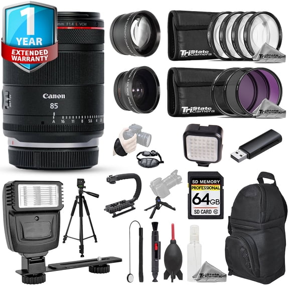 Canon RF 85mm f/1.4 L VCM Lens - 23pc 64GB Ultra Bundle + 1 Yr Warranty (International Version)