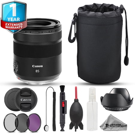 Canon RF 85mm f/2 Macro IS STM Lens - 10pc Advanced Bundle + 1 Yr Warranty (International Version)