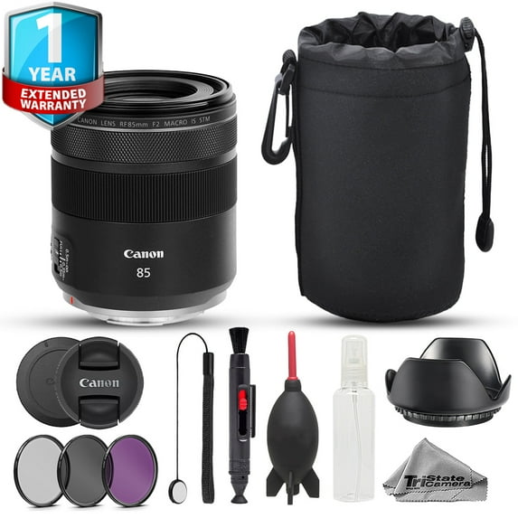 Canon RF 85mm f/2 Macro IS STM Lens - 10pc Advanced Bundle + 1 Yr Warranty (International Version)