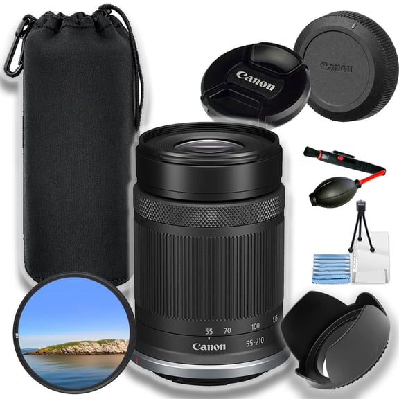 Canon RF-S 55-210mm f/5-7.1 IS STM Lens + Lens Pouch + UV Filter