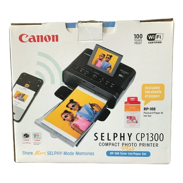 Canon SELPHY CP1300 Compact Photo Printer with RP108 Ink/Paper Set