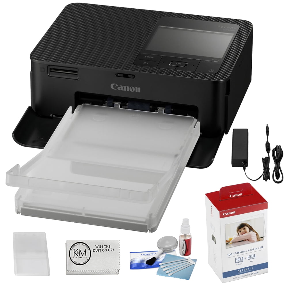 Canon SELPHY CP1500 Compact Photo Printer (Black) Bundle with
