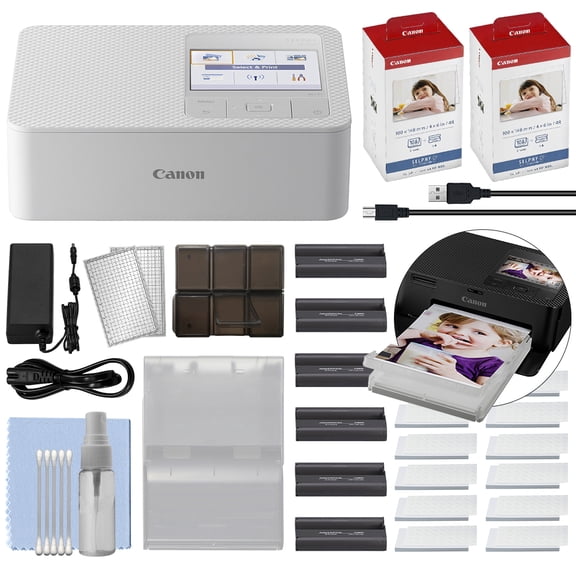 Canon SELPHY CP1500 Compact Photo Printer White+ 216 Prints Set Accessory Bundle - International Version