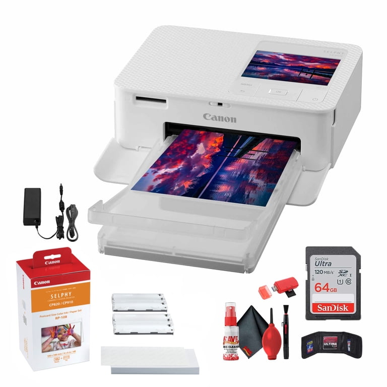 Canon SELPHY CP1500 Photo Printer (White) + Canon RP-108