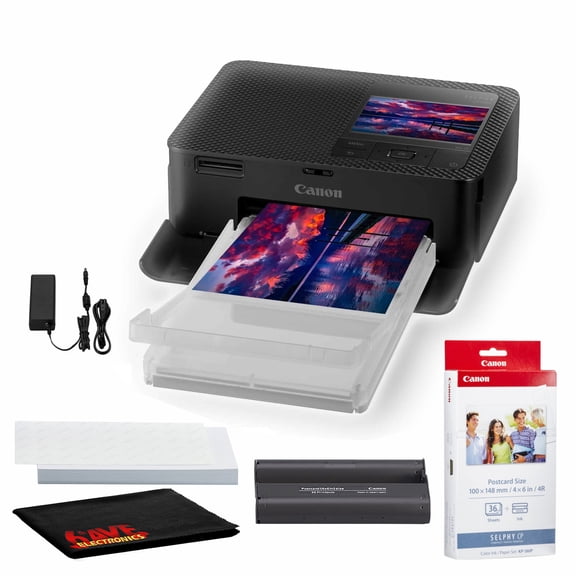 Canon SELPHY CP1500 Wireless Compact Dye-Sublimation Printer (Black)4x6 Photo Prints(International Model)