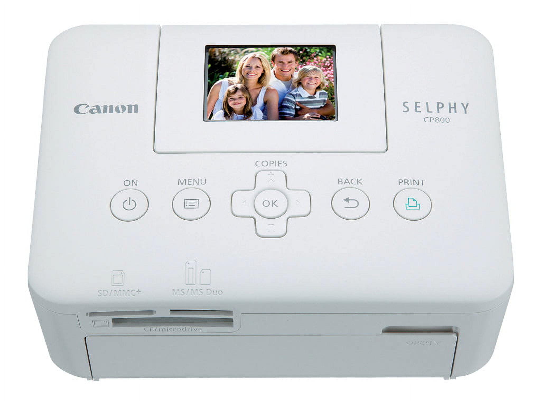 Canon SELPHY CP800 - Printer - color - dye sublimation - up to 0.8 min/page  (color) - capacity: 36 cards - USB, USB host - white - with Canon