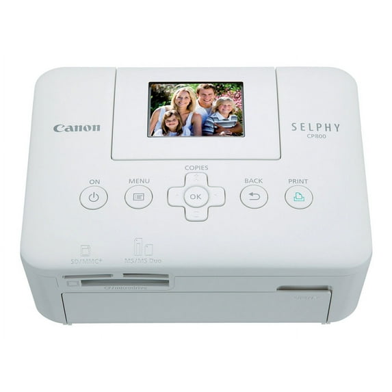 Canon SELPHY CP800 - Printer - color - dye sublimation - up to 0.8 min/page (color) - capacity: 36 cards - USB, USB host - white - with Canon InstantExchange
