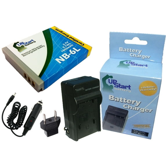 Canon SX280 HS Battery and Charger with Car Plug and EU Adapter - Replacement for Canon NB-6L Digital Camera Batteries and Chargers (1000mAh, 3.7V, Lithium-Ion)