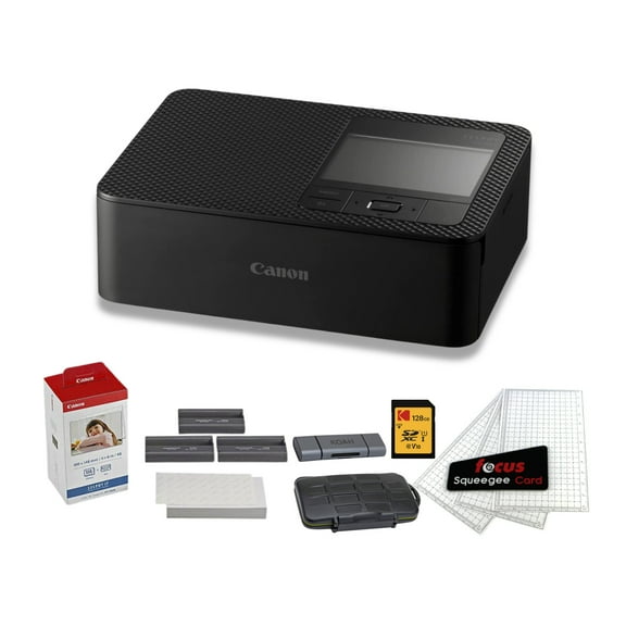 Canon Selphy CP1500 Wireless Compact WiFi AirPrint USB and Dye Sublimation Photo Printer (Black) Bundle with Accessories (12 Items)
