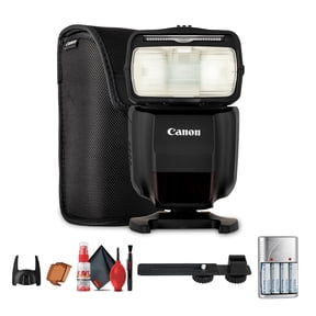 Canon Speedlite 430EX III-RT Flash Bundle with Wireless TTL, High-Speed Sync, Bounce Head, Flash Bracket, AA Batteries, Charger, Cleaning Kit (International Model)