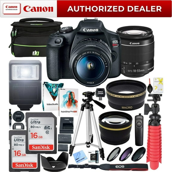 Canon T7 EOS Rebel DSLR Camera with EF-S 18-55mm f/3.5-5.6 IS II Lens Bundle with Deco Gear Camera Bag Case Plus Double Battery Photo Video Tripod Software Kit and Accessories
