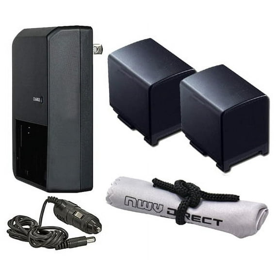 Canon VIXIA HF G10 High Capacity 'Intelligent' Batteries (2 Units) + AC/DC Travel Charger + Nwv Direct Microfiber Cleaning Cloth.