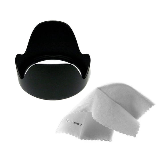 Canon VIXIA HF M52 Pro Digital Lens Hood (Flower Design) (58mm) + Stepping Ring 43-58mm + Nwv Direct Microfiber Cleaning Cloth.