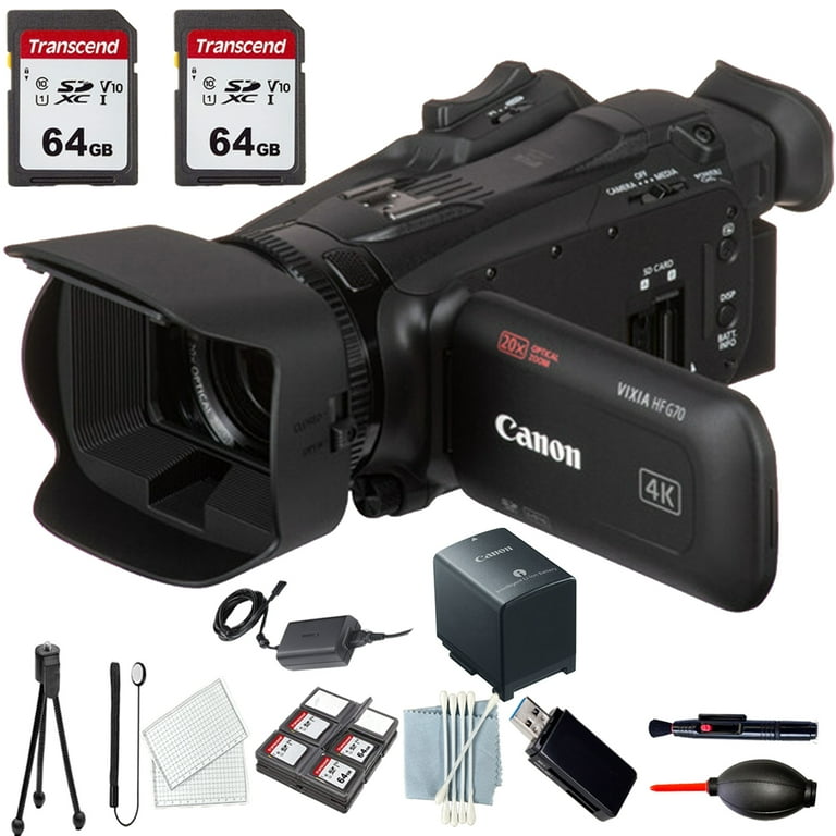 Canon Vixia HF G70 UHD 4K CMOS Sensor Camera + Starter Kit, 2x64GB