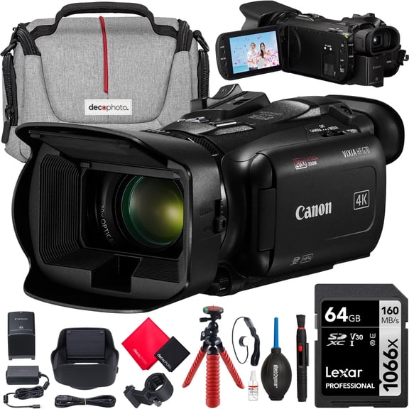 Canon Vixia HF G70 UHD 4K Camcorder Bundle with Camera Bag with Accessories, and 64GB Memory Card
