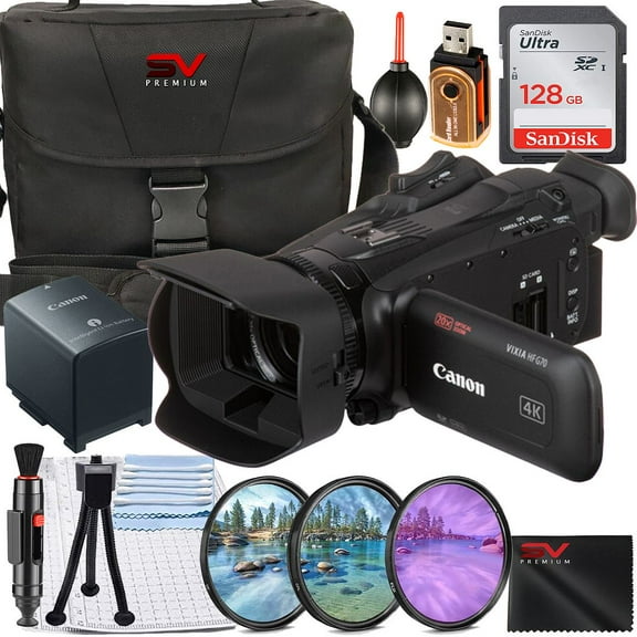 Canon Vixia HF G70 UHD 4K Camcorder with 128GB SanDisk Memory Card + Case + SV Premium Accessory Bundle