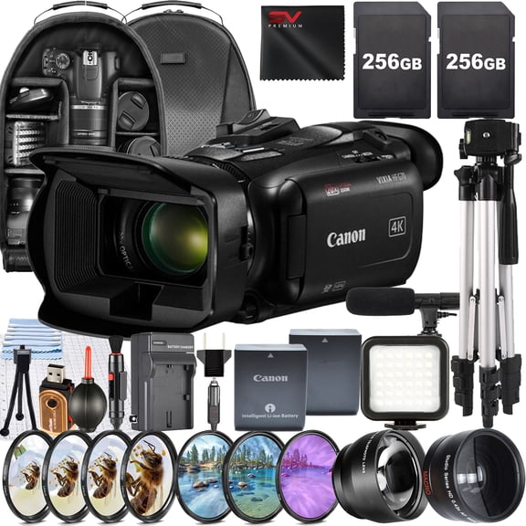 Canon Vixia HF G70 UHD 4K Camcorder with 2 Pack 256GB Memory Card + Case + Filter Kit + SV Premium Accessory Bundle (International Version)