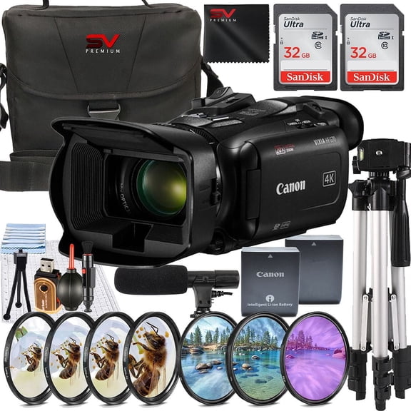Canon Vixia HF G70 UHD 4K Camcorder with 2 Pack 32GB Memory Card + Case + Filter Kit + SV Premium Accessory Bundle (International Version)