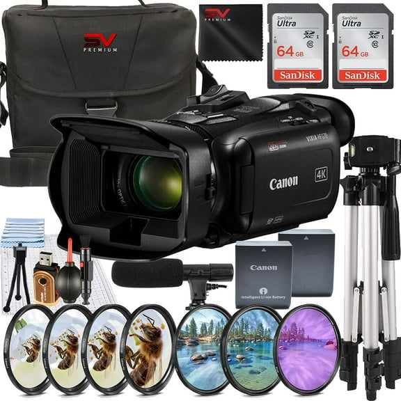 Canon Vixia HF G70 UHD 4K Camcorder with 2 Pack 64GB SanDisk Memory Card + Case + Filter Kit + SV Premium Accessory Bundle
