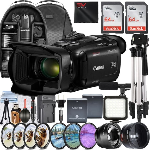 Canon Vixia HF G70 UHD 4K Camcorder with 2 Pack 64GB Memory Card + Case + Filter Kit + SV Premium Accessory Bundle (International Version)
