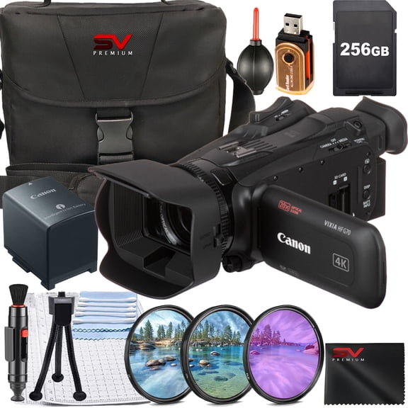 Canon Vixia HF G70 UHD 4K Camcorder with 256GB Memory Card + Case + SV Premium Accessory Bundle (International Version)