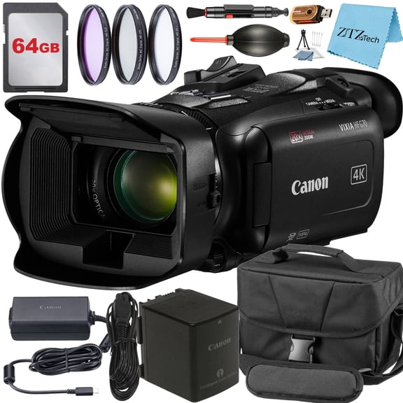 Canon Vixia HF G70 UHD 4K Camcorder with 64GB Memory Card + Case + 3 Pieces Filter + ZeeTech Accessory Bundle (International Version)