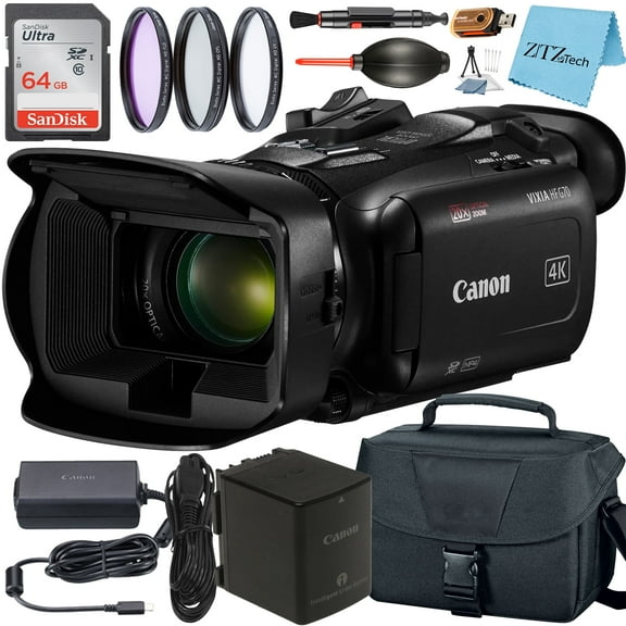 Canon Vixia HF G70 UHD 4K Camcorder with 64GB Memory Card + Case + 3 Pieces Filter + ZeeTech Accessory Bundle (International Version)