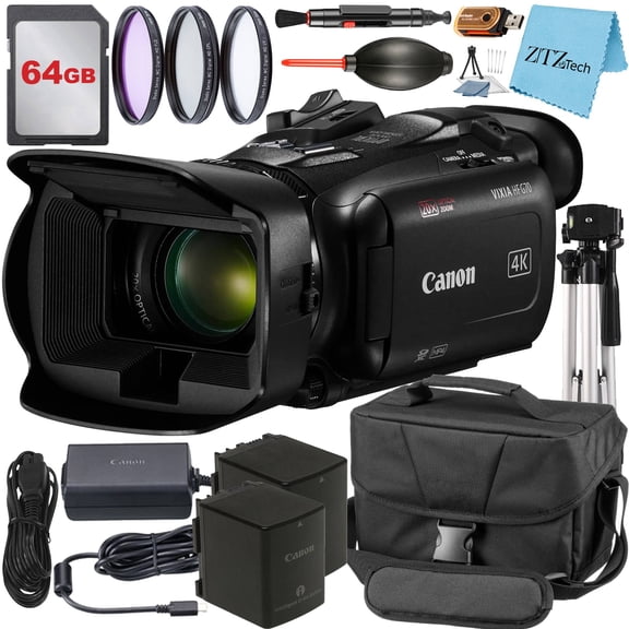 Canon Vixia HF G70 UHD 4K Camcorder with 64GB Memory Card + Case + Tripod + 3 Pieces Filter + ZeeTech Accessory Bundle (International Version)