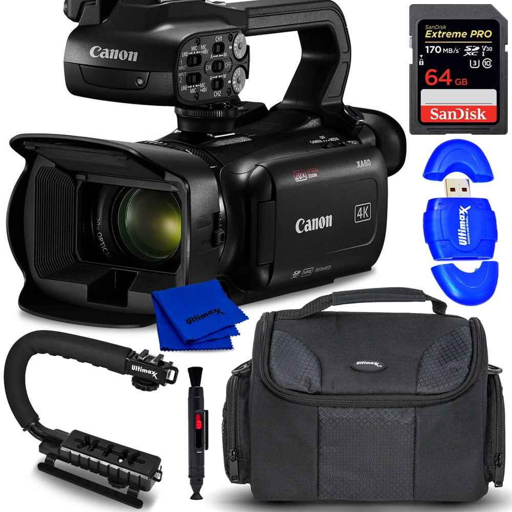 Canon XA60 Professional 4K UHD Camcorder - 1/2.3" CMOS, 20x Optical Zoom, 5-Axis IS, Includes BP-828 Battery