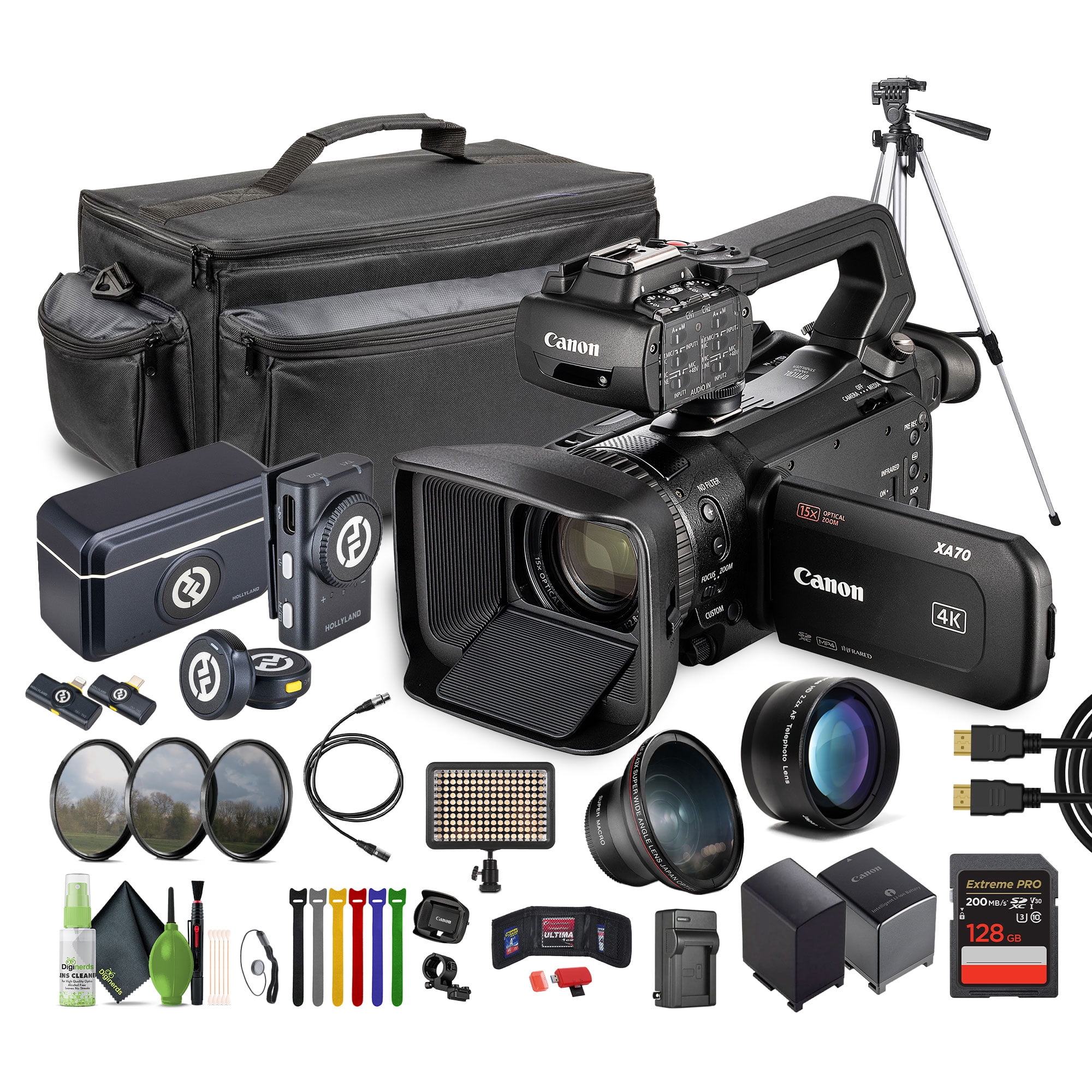 Canon XA70 PAL 4K UHD Camcorder 25p Bundle with 128GB Card