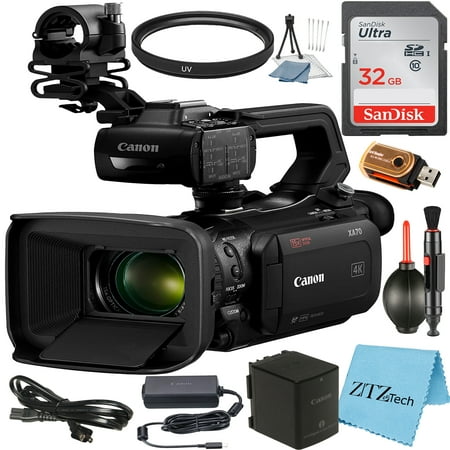 Canon XA70 UHD 4K30 Camcorder with Dual-Pixel Autofocus + 32GB Memory Card + UV Fliter + ZeeTech Accessory Bundle (International Version)