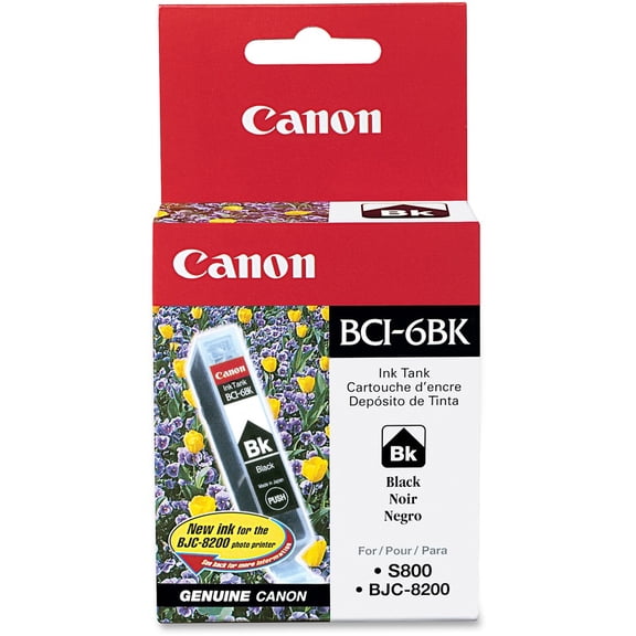 Canon BCI-6BK Black Ink Tank for Select i Series, S Series, PIXMA iP and MP Series Printers and the BJC 8200 Printer