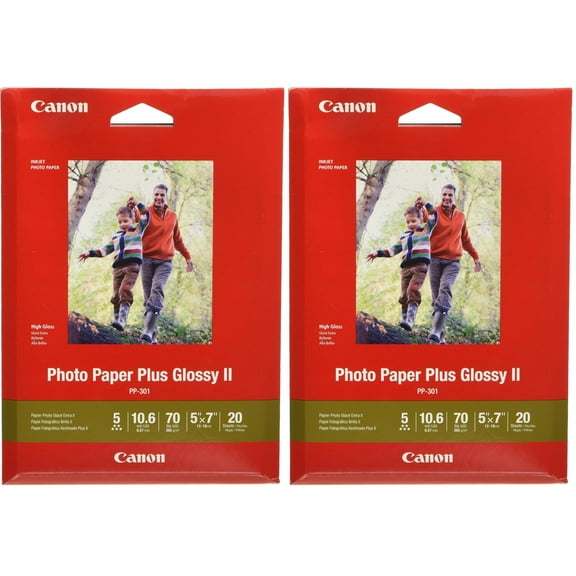 CanonInk 1432C002 Photo Paper Plus Glossy II 5" x 7" 20 Sheets (Pack of 2)