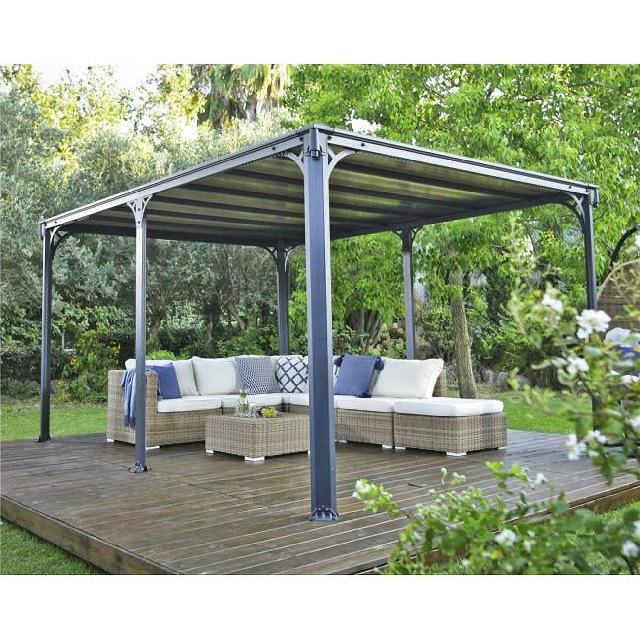 Milano 10' x 14' Gray and Bronze Aluminum Gazebo