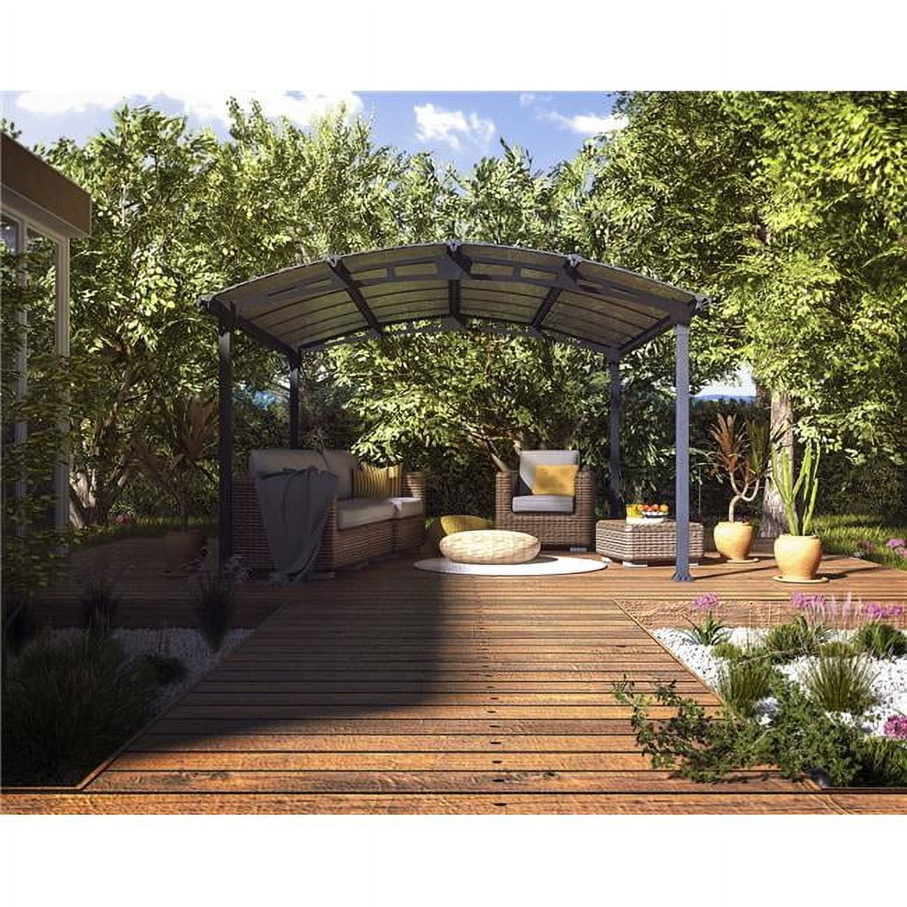 Tucson 12 x 14 ft Gray Aluminum Garden Gazebo with Polycarbonate Roof