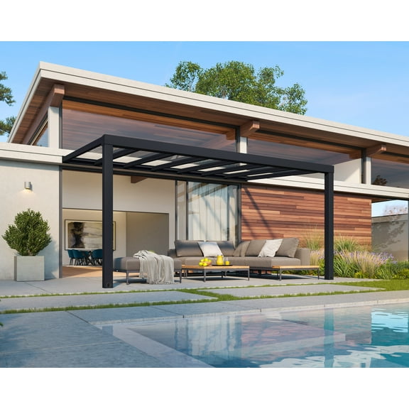 Palram - Canopia Stockholm 11' x 17' Polycarbonate/Aluminum Patio Cover - Gray/Clear
