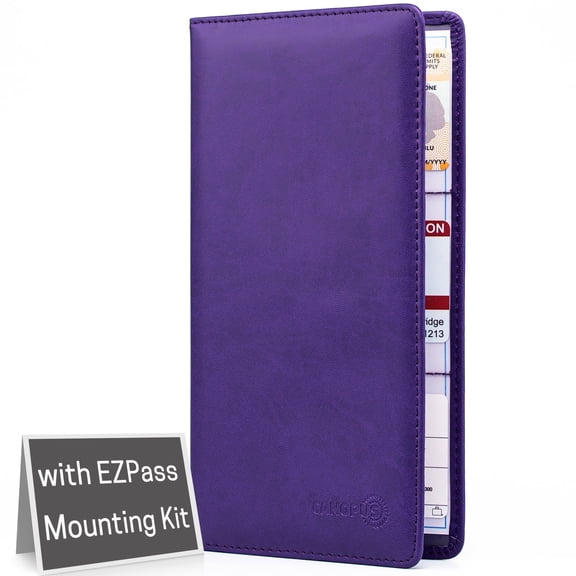 Canopus Car Registration and Insurance Holder, PU Leather Card Holder, Vehicle Glove Box Organizer for Auto, SUV, Truck, Purple