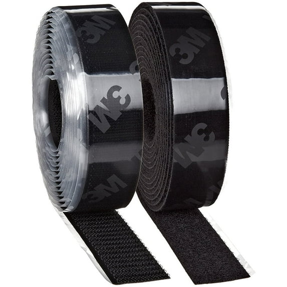 Canopus Hook and Loop Tape, Self Adhesive Sticky Back Roll Fastener (1 in x 10 Ft) Converted from 3M SJ3571-SJ3572 (Black) for Fastening Panels, Mats, Carpets, Rugs, Tags