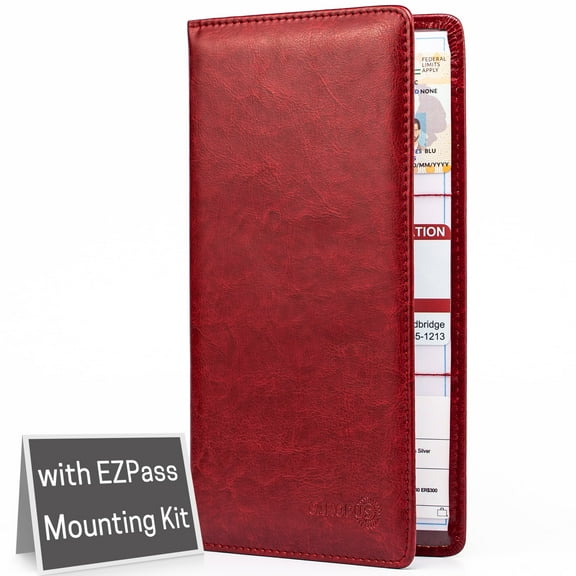 Canopus Red Car Registration & Insurance Holder, PU Leather Glove Box Organizer Wallet for Auto, SUV, Truck, 1 pack