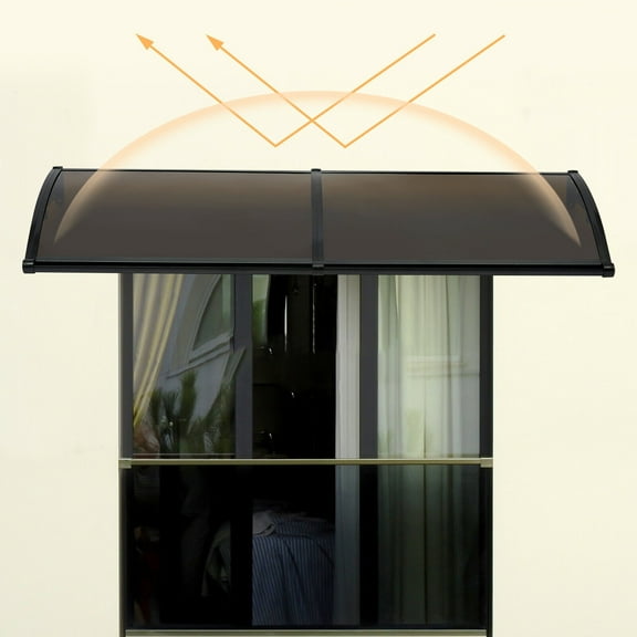 Canopy, 200x60cm Clear Arch Awning with Gutter & Black Frame, UV Protection Waterproof Sun Shelter for Door Window, 440lbs Load Capacity
