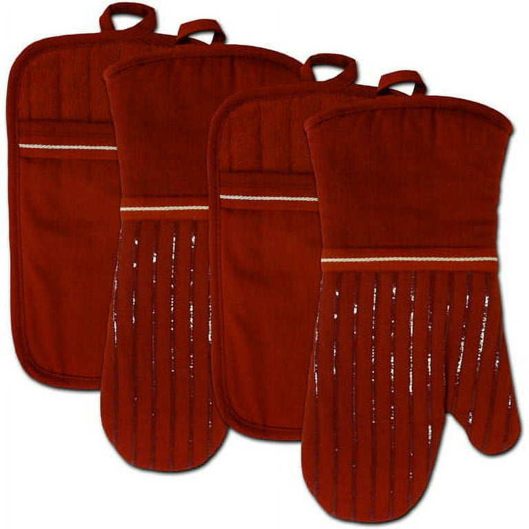 Red Pot Holders Pocket Heat Resistant Oven Mitts Hot Pad Valentine's Day  Decor